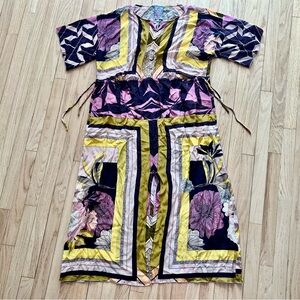 NWT JOHNNY WAS GEOMETRIC DRESS / ECHO THALIA / SILk / MEDIUM